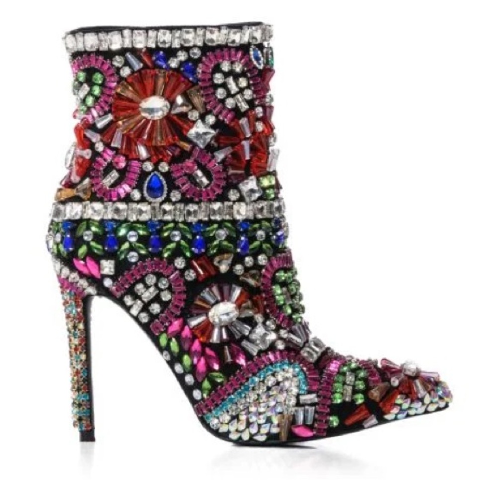•Holly• Multicolor Crystal Embellished Rhinestone Stiletto Bootie - Picture 5 of 5